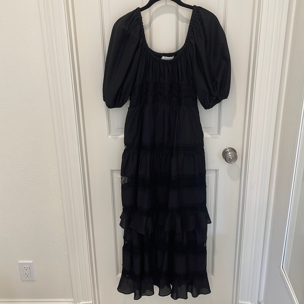 La Ligne Black Ruffled Longer Midi/Maxi Dress — Size M
